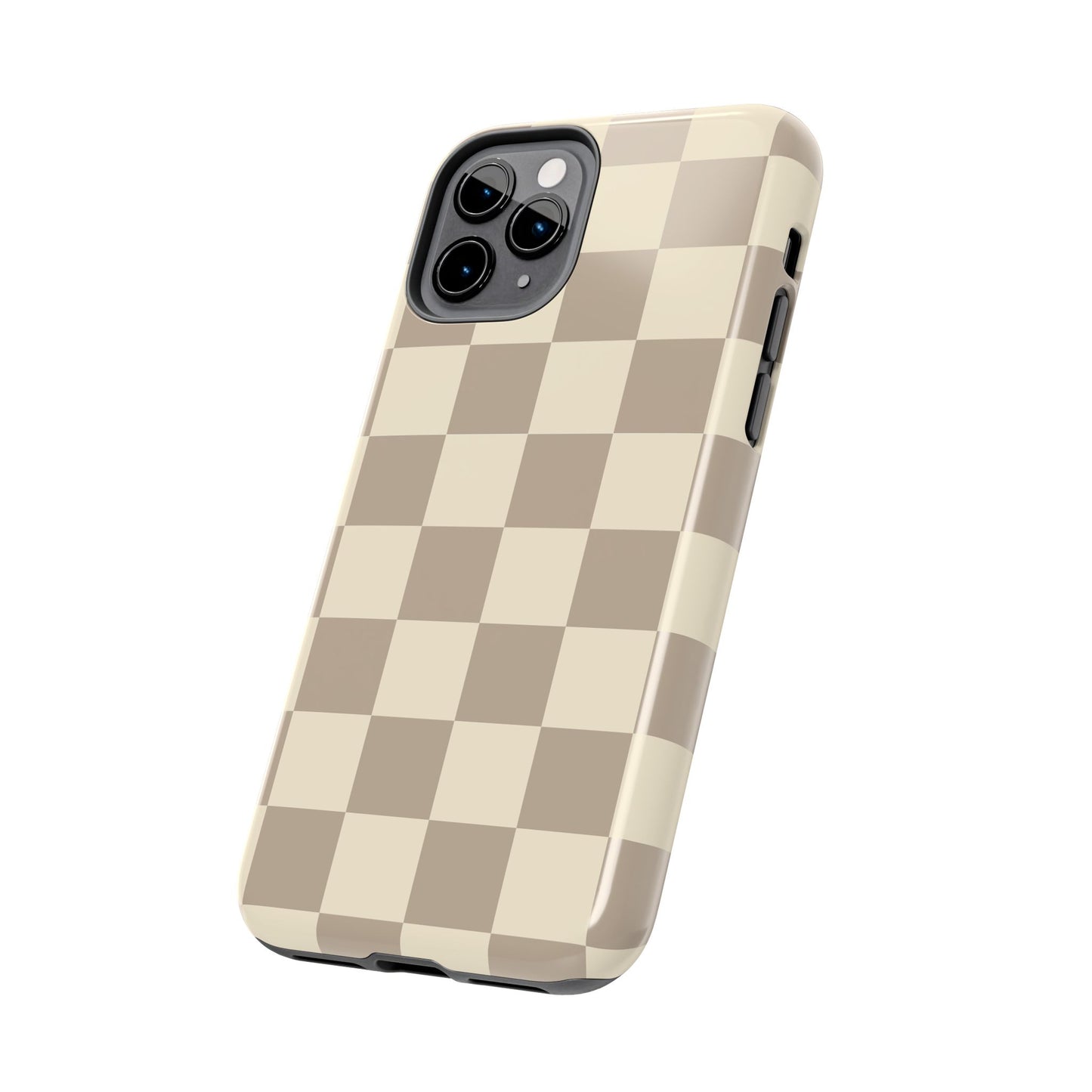 CHECKED TAN + CREAM- Tough Phone Cases