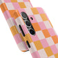 CHECKED ORANGE PINK WHITE-Tough Phone Cases