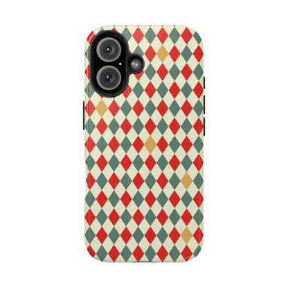 DIAMOND CHECKED CHRISTMAS COLORS-Tough Phone Cases