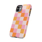 CHECKED ORANGE PINK WHITE-Tough Phone Cases