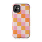 CHECKED ORANGE PINK WHITE-Tough Phone Cases