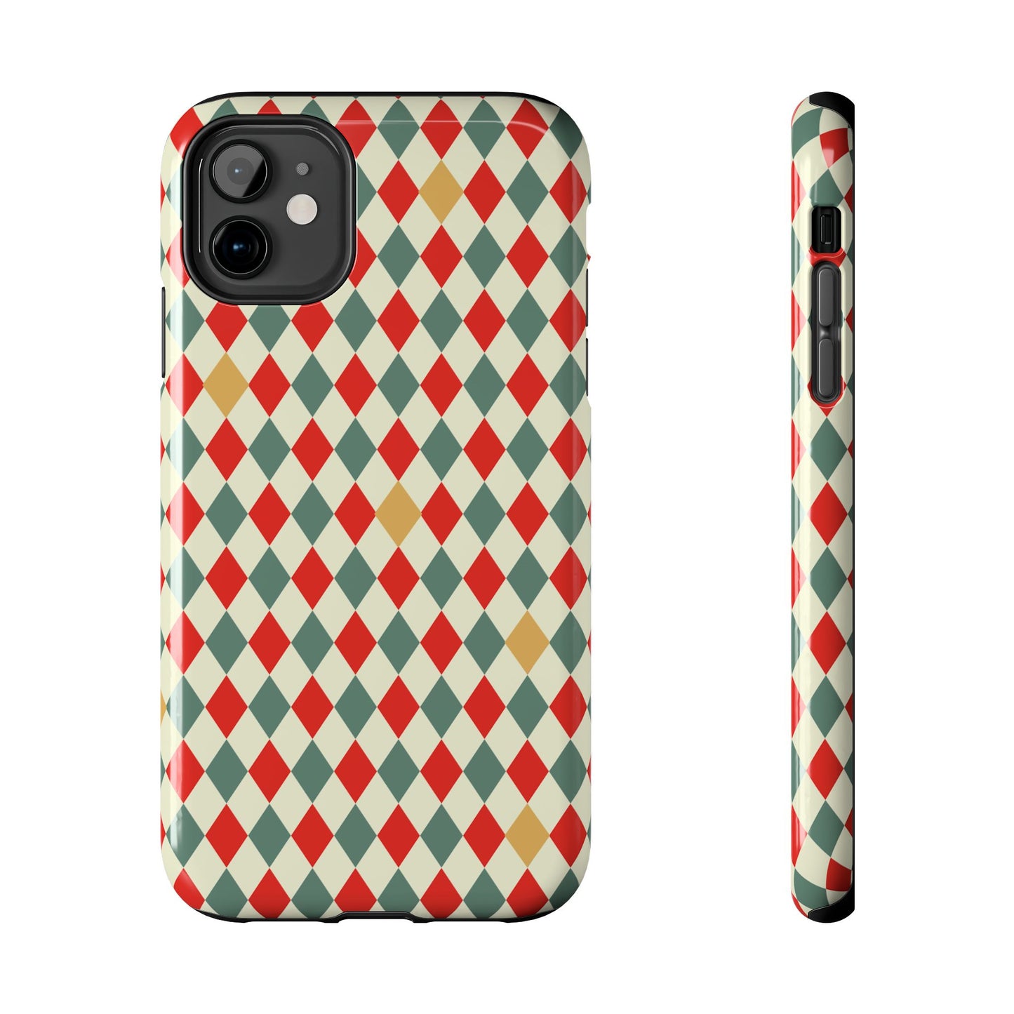 DIAMOND CHECKED CHRISTMAS COLORS-Tough Phone Cases