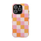 CHECKED ORANGE PINK WHITE-Tough Phone Cases