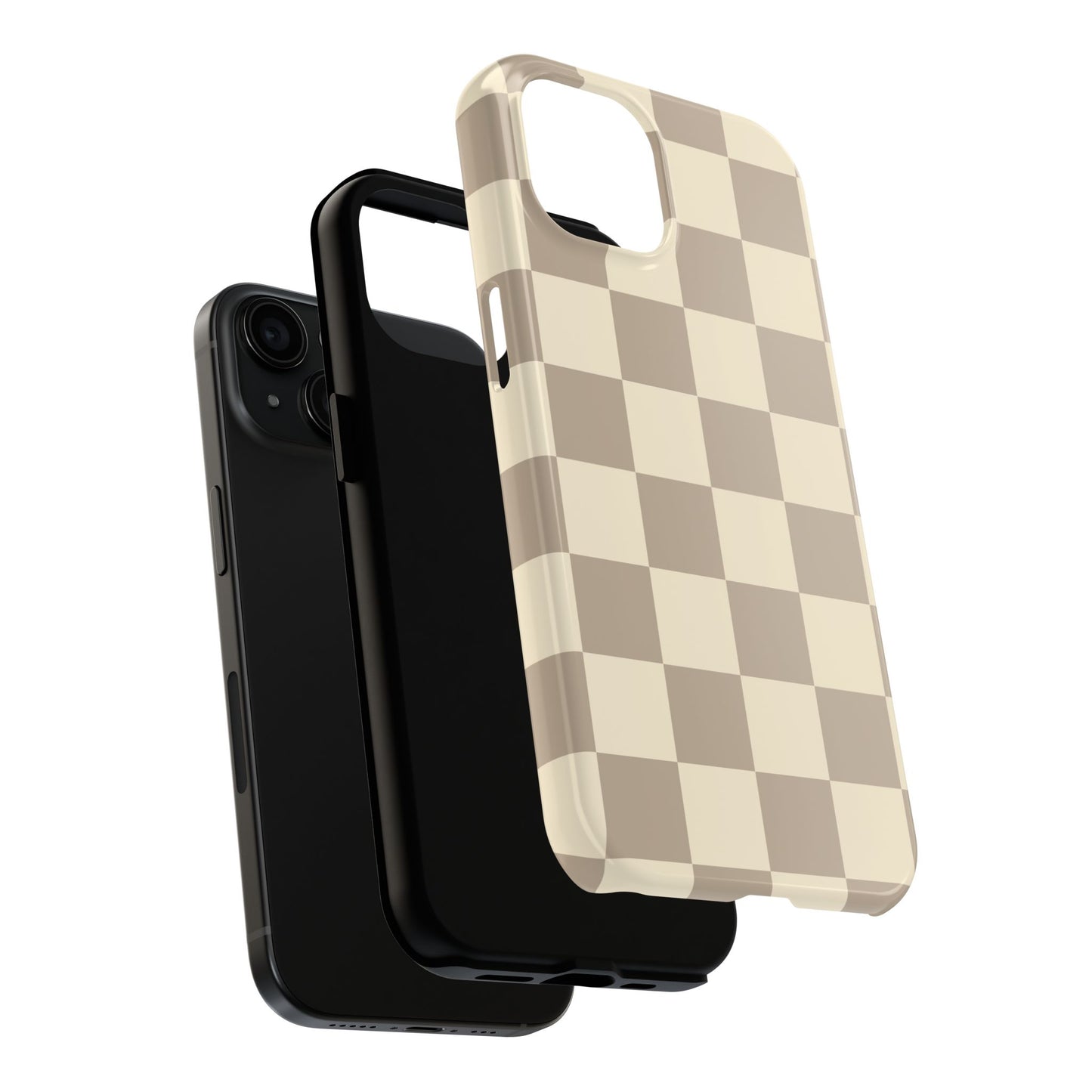 CHECKED TAN + CREAM- Tough Phone Cases