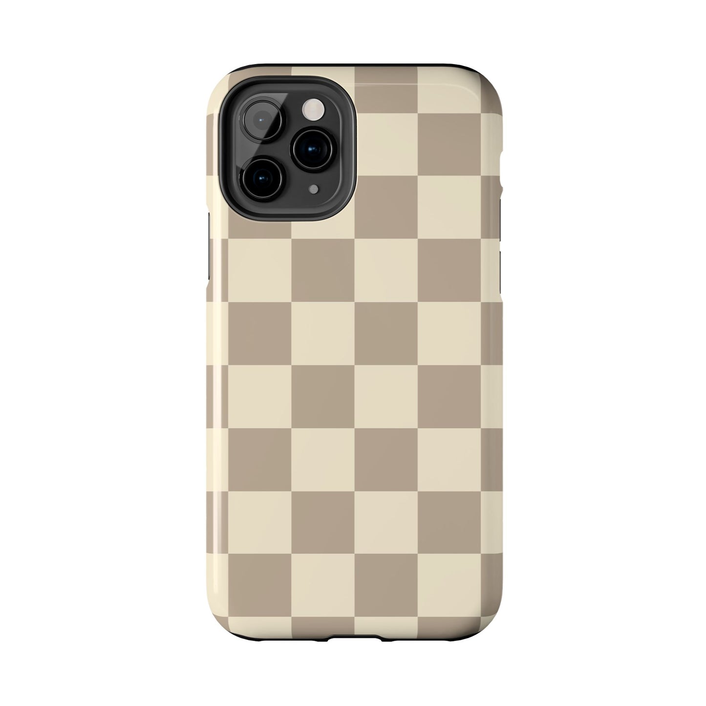 CHECKED TAN + CREAM- Tough Phone Cases