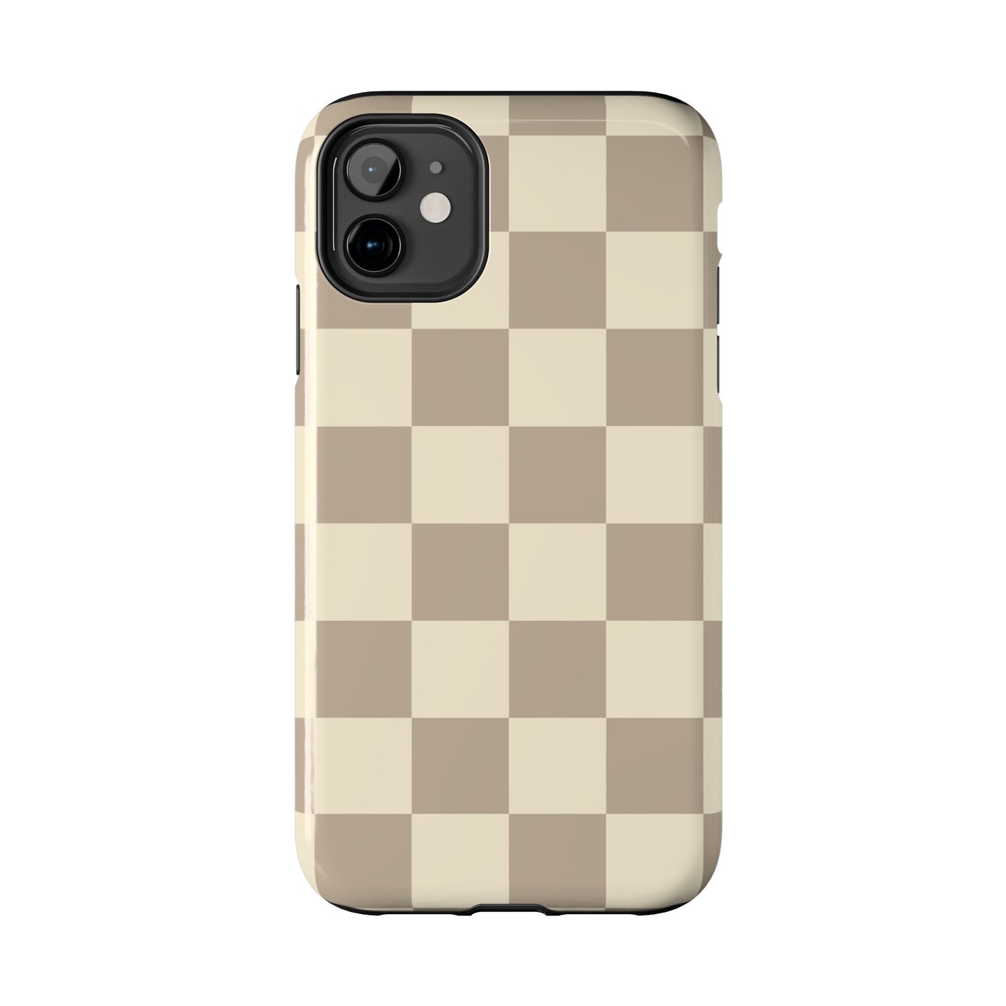 CHECKED TAN + CREAM- Tough Phone Cases