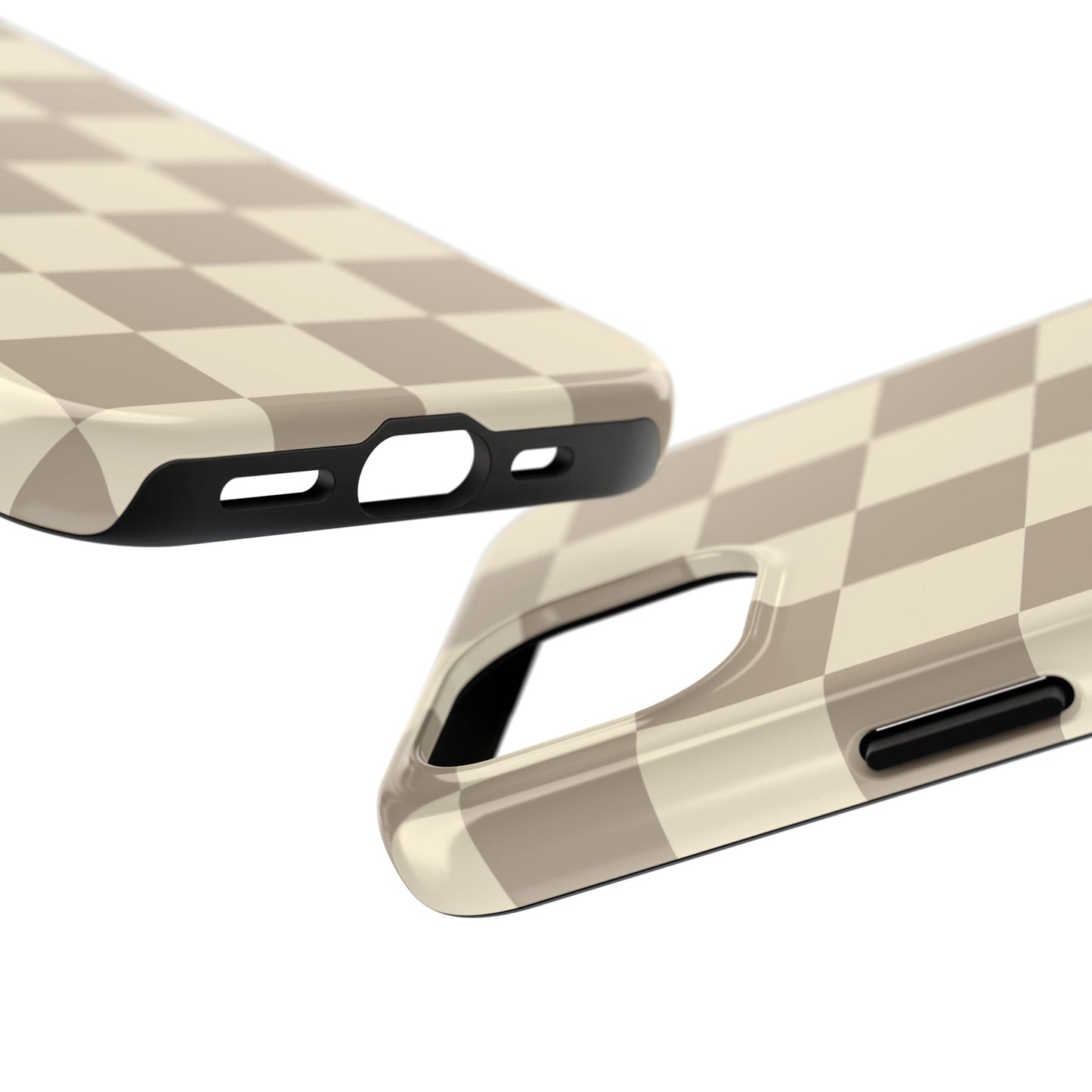 CHECKED TAN + CREAM- Tough Phone Cases