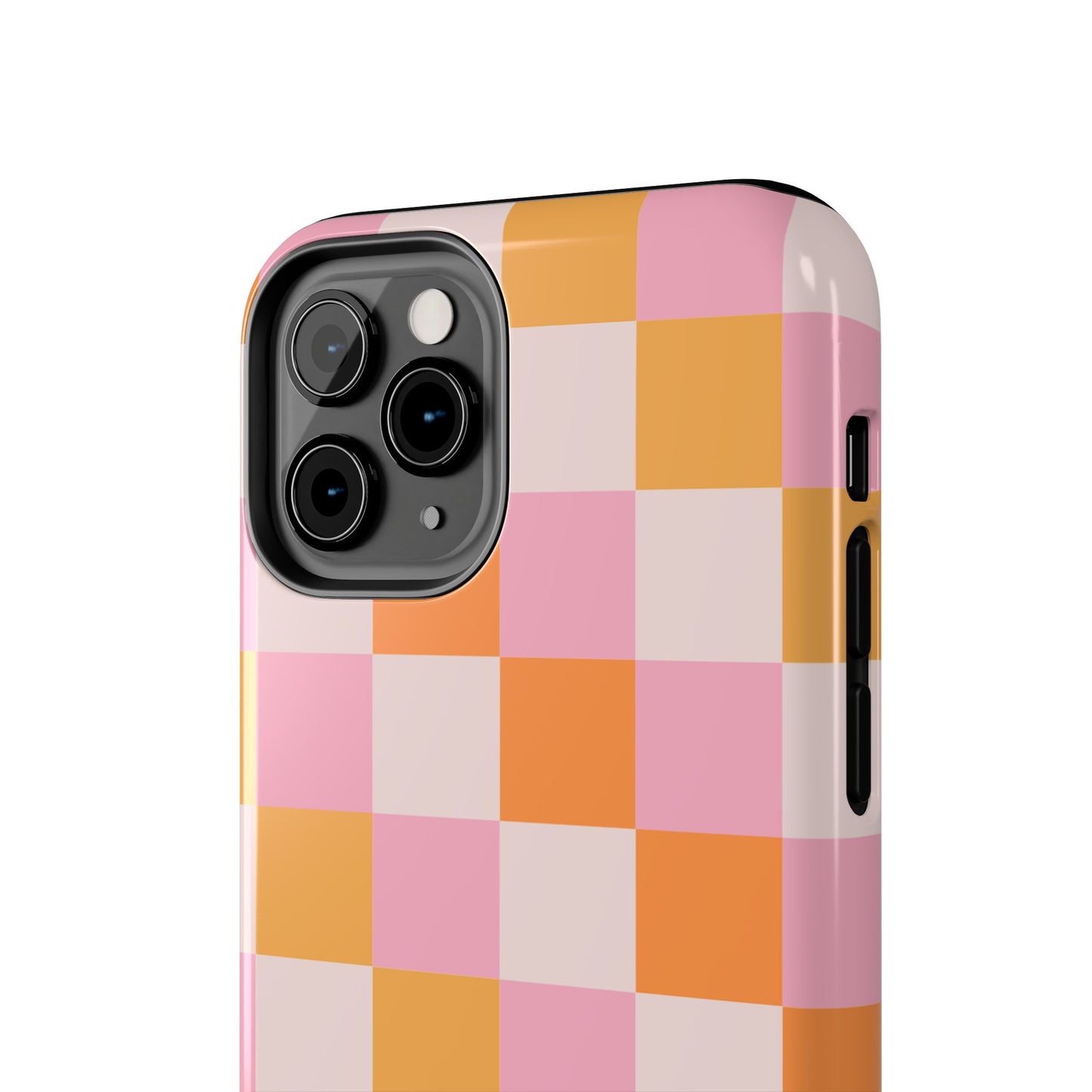 CHECKED ORANGE PINK WHITE-Tough Phone Cases