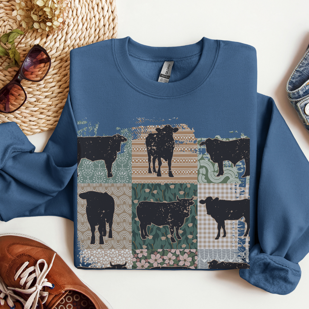 FARMHOUSE COW- Crew Sweatshirt