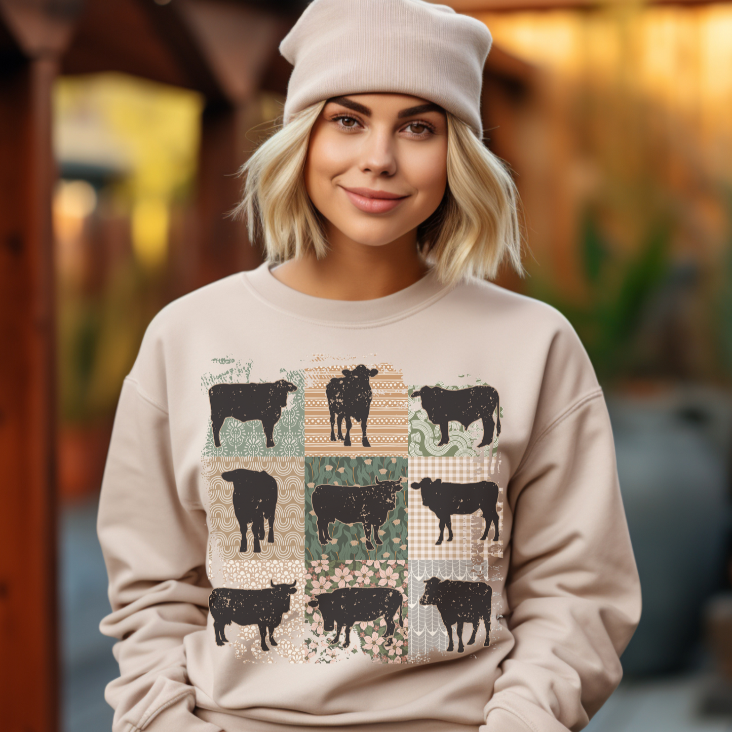 FARMHOUSE COW- Crew Sweatshirt