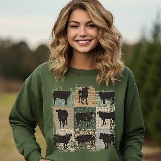 FARMHOUSE COW- Crew Sweatshirt