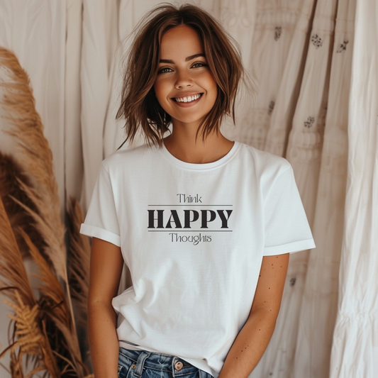 THINK HAPPY THOUGHTS Unisex Jersey Short Sleeve Tee