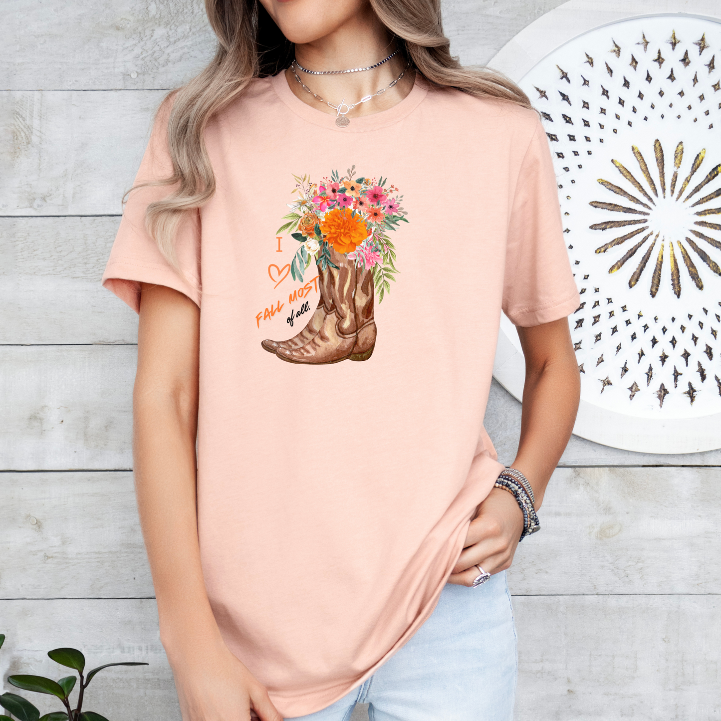 FALL COWBOY BOOT FLORAL Unisex Jersey Short Sleeve Tee